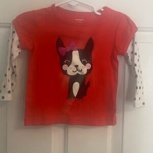 Carter's Red Long Sleeve Shirt with Dog Graphic